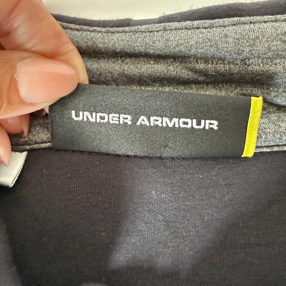 Under Armour Mens Gray Ribbed Quarter Zip Pullover Athletic Jacket Large 2XL